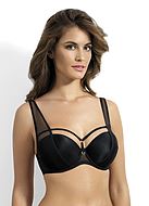 Push-up bra, straps over bust, A to F-cup